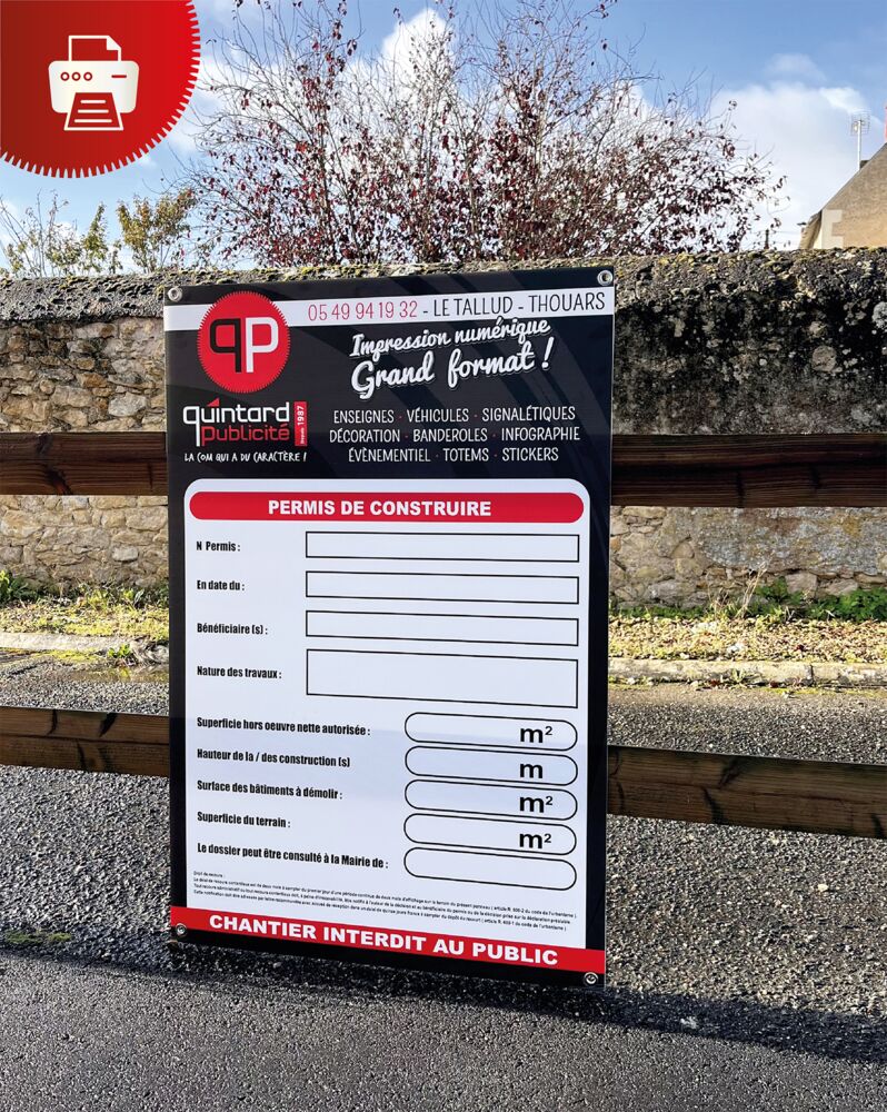 IMPRESSION UV "Panneau de chantier"